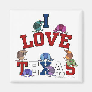 I Love Texas-Colorful Armadillos Magneet