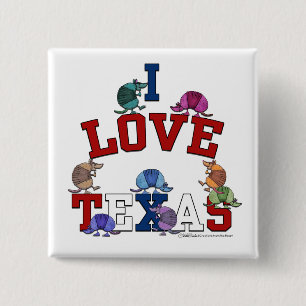I Love Texas-Colorful Armadillos Vierkante Button 5,1 Cm