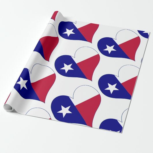 I Love Texas Flag Heart Cadeaupapier (Uitgerold)