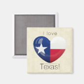 I Love Texas Flag Heart Cutout Magneet (Voorkant / Achterkant)