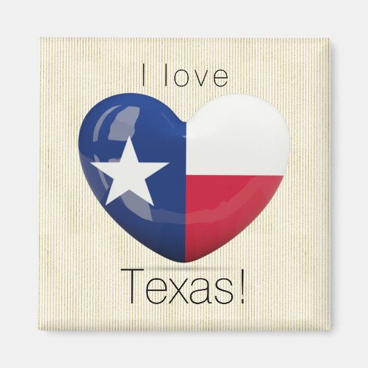 I Love Texas Flag Heart Cutout Magneet (Voorkant)