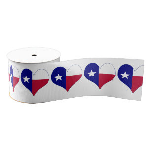 I Love Texas Flag Heart Grosgrain Lint