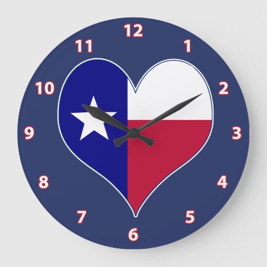 I Love Texas Flag Heart Grote Klok (Voorkant)