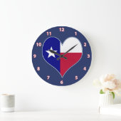 I Love Texas Flag Heart Grote Klok (Huis)