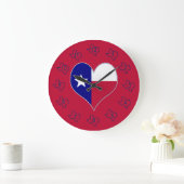 I Love Texas Flag Heart Grote Klok (Huis)