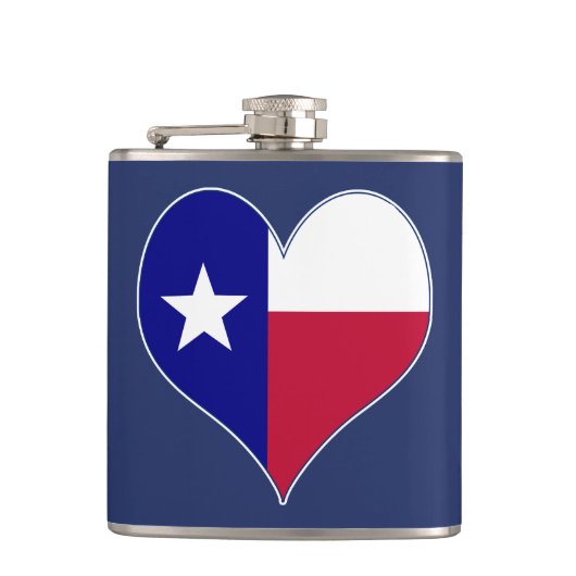 I Love Texas Flag Heart Heupfles (Voorkant)