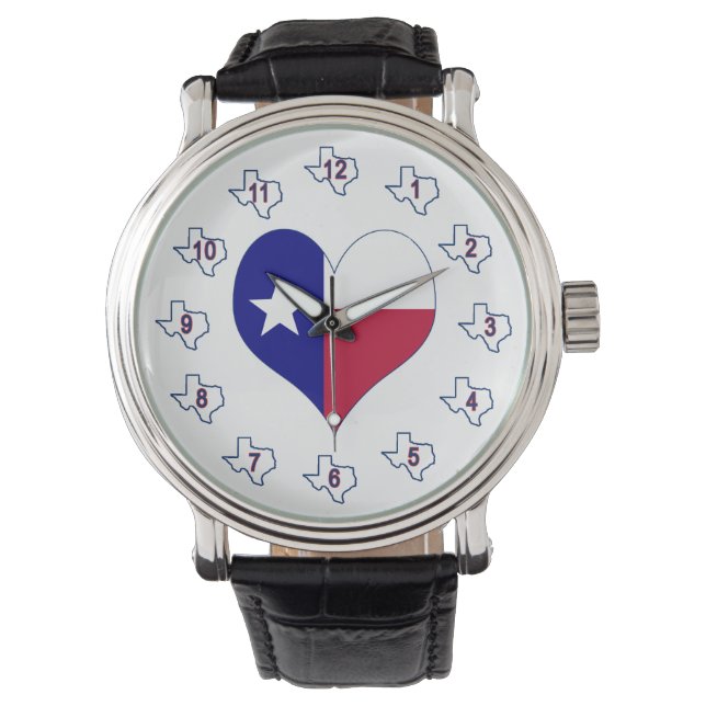I Love Texas Flag Heart Horloge (Voorkant)