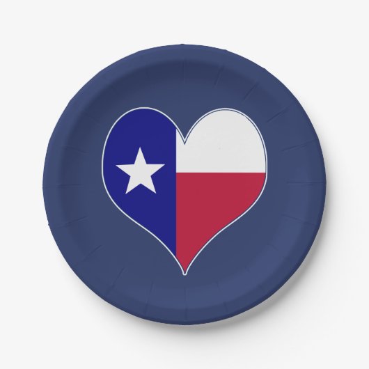 I Love Texas Flag Heart Papieren Bordje (Voorkant)