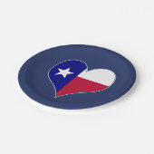 I Love Texas Flag Heart Papieren Bordje (Gekanteld)