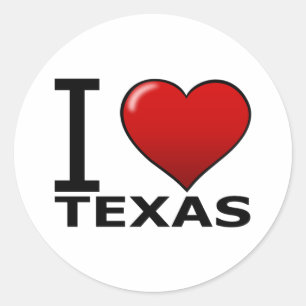 I LOVE TEXAS RONDE STICKER