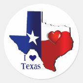 I Love Texas Ronde Sticker (Voorkant)