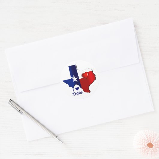 I Love Texas Ronde Sticker (Envelop)