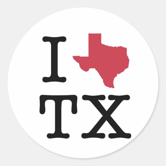 I Love texas Ronde Sticker (Voorkant)