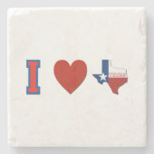 I Love Texas Shaped Flag Adore Lone Star State Stenen Onderzetter (Voorkant)
