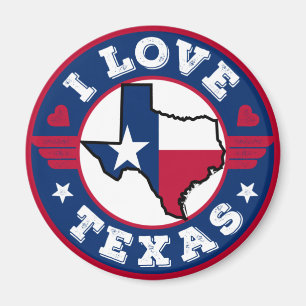 I Love Texas State Map and Flag Magneet