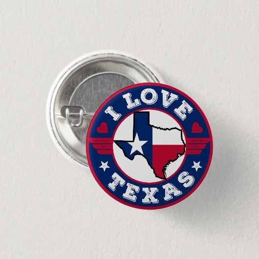 I Love Texas State Map and Flag Ronde Button 3,2 Cm (Voorkant /achterkant)