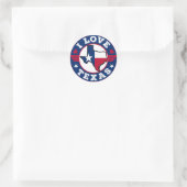 I Love Texas State Map and Flag Ronde Sticker (Tas)