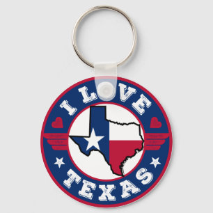 I Love Texas State Map and Flag Sleutelhanger
