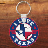 I Love Texas State Map and Flag Sleutelhanger (Voorkant)
