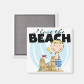 I Love the Beach Blond Boy Tshirts en geschenken Magneet (Voorkant / Achterkant)