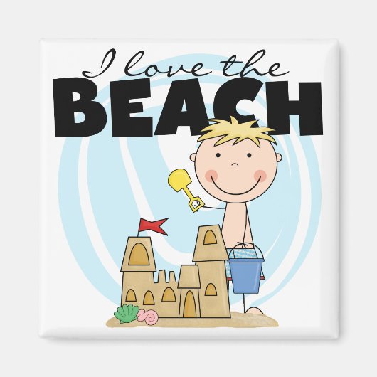 I Love the Beach Blond Boy Tshirts en geschenken Magneet (Voorkant)