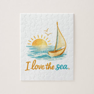 I Love the Sea Sailboat Sunset Ocean 110 Piece Puz Legpuzzel