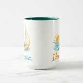 I Love the Sea Sailboat Sunset Ocean Illustration Mok (Midden)