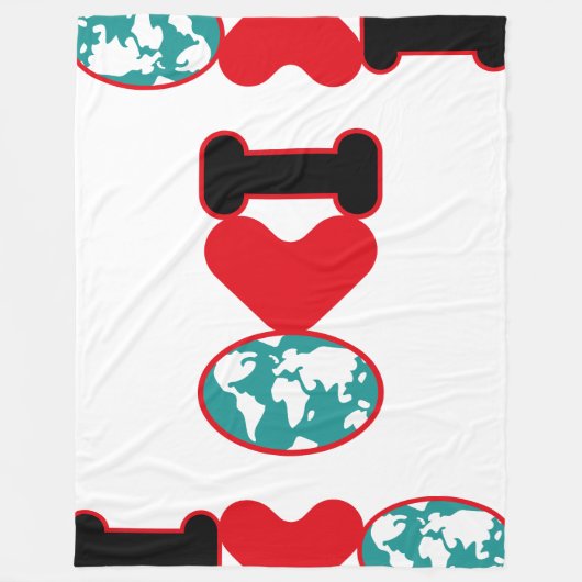 I LOVE THE WORLD BY MASANSER PIXELAT FLEECE DEKEN (Voorkant)
