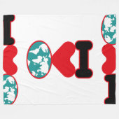 I LOVE THE WORLD BY MASANSER PIXELAT FLEECE DEKEN (Voorkant (Horizontaal))