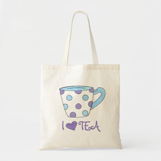 I love thea Paars/blue poka dot Tas (Voorkant)
