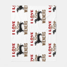 I Love Tiny Wieners Miniature Dachshund Doxie Fleece Deken