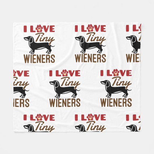 I Love Tiny Wieners Miniature Dachshund Doxie Fleece Deken (Voorkant (Horizontaal))