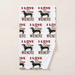 I Love Tiny Wieners Miniature Dachshund Doxie Handdoek