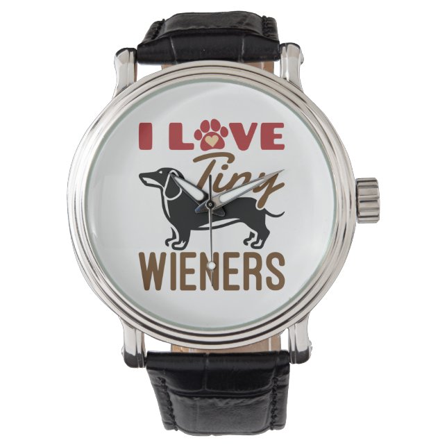 I Love Tiny Wieners Miniature Dachshund Doxie Horloge (Voorkant)