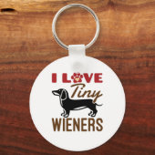 I Love Tiny Wieners Miniature Dachshund Doxie Sleutelhanger (Voorkant)
