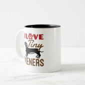 I Love Tiny Wieners Miniature Dachshund Doxie Tweekleurige Koffiemok (Voorkant links)