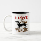 I Love Tiny Wieners Miniature Dachshund Doxie Tweekleurige Koffiemok (Links)