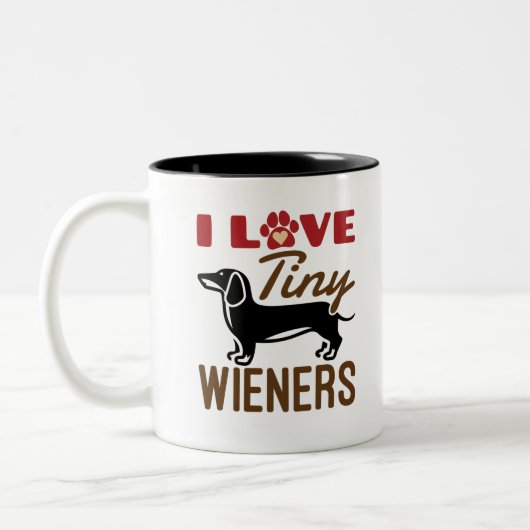I Love Tiny Wieners Miniature Dachshund Doxie Tweekleurige Koffiemok (Links)