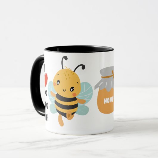 "I love to Bee me" hommel met aangepaste naam Mok (Voorkant links)