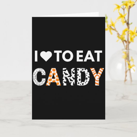 I Love To Eat Candy I'm Candy Halloween Couples Ma Kaart (Gele Bloem)