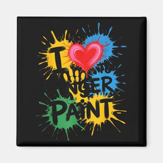 I Love To Finger Paint Couples Art Teacher Finger Magneet (Voorkant)