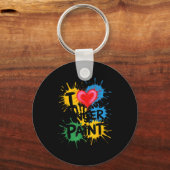 I Love To Finger Paint Couples Art Teacher Finger Sleutelhanger (Voorkant)