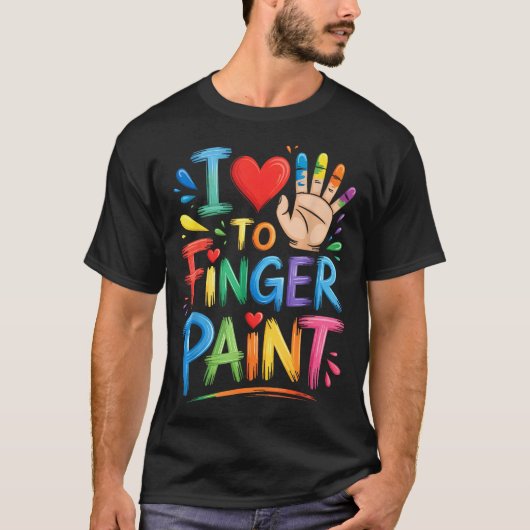 I Love To Finger Paint Couples Art Teacher Finger  T-shirt (Voorkant)