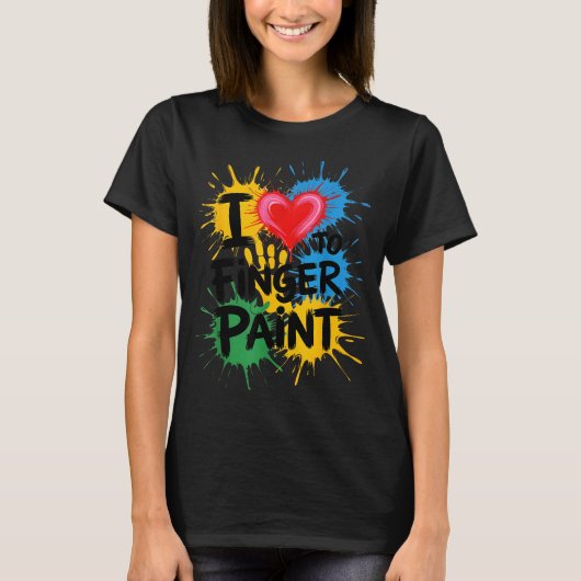 I Love To Finger Paint Couples Art Teacher Finger T-shirt (Voorkant)