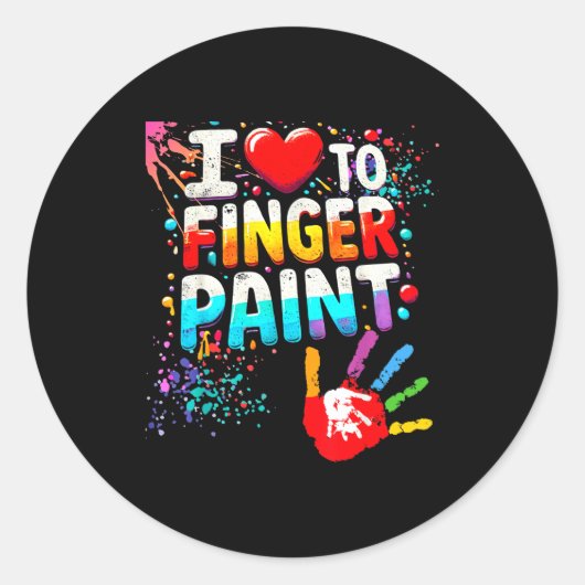 I Love To Finger Paint, I'm Paint Cute Valentines Ronde Sticker (Voorkant)
