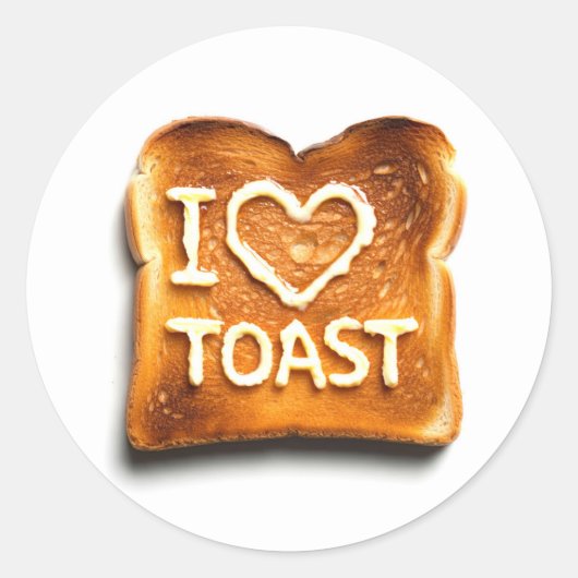 I Love Toast Ronde Sticker (Voorkant)