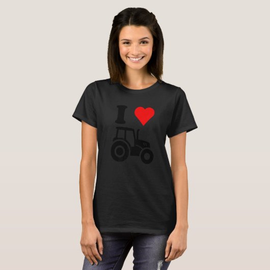 I Love Tractor Red Heart Valentines Day Funny Farm T-shirt (Voorkant volledig)