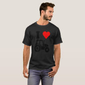 I Love Tractor Red Heart Valentines Day Funny Farm T-shirt (Voorkant volledig)