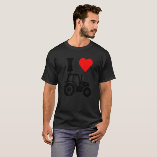 I Love Tractor Red Heart Valentines Day Funny Farm T-shirt (Voorkant volledig)