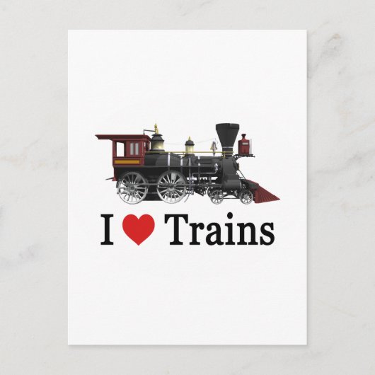 I Love Trains Briefkaart (Voorkant)